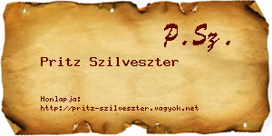 Pritz Szilveszter névjegykártya